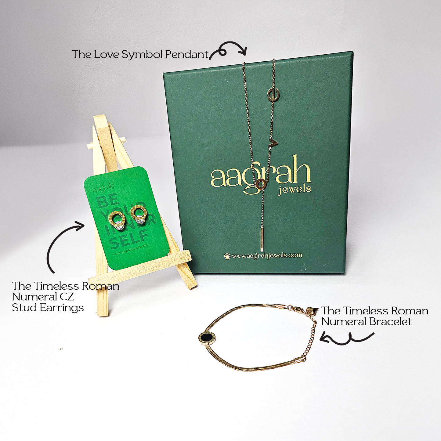 The Eternal Love Roman Numeral Jewellery Set - Aagrah Jewels™