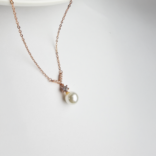 The Rose Gold Pearl & Diamond Pendant - Aagrah Jewels™