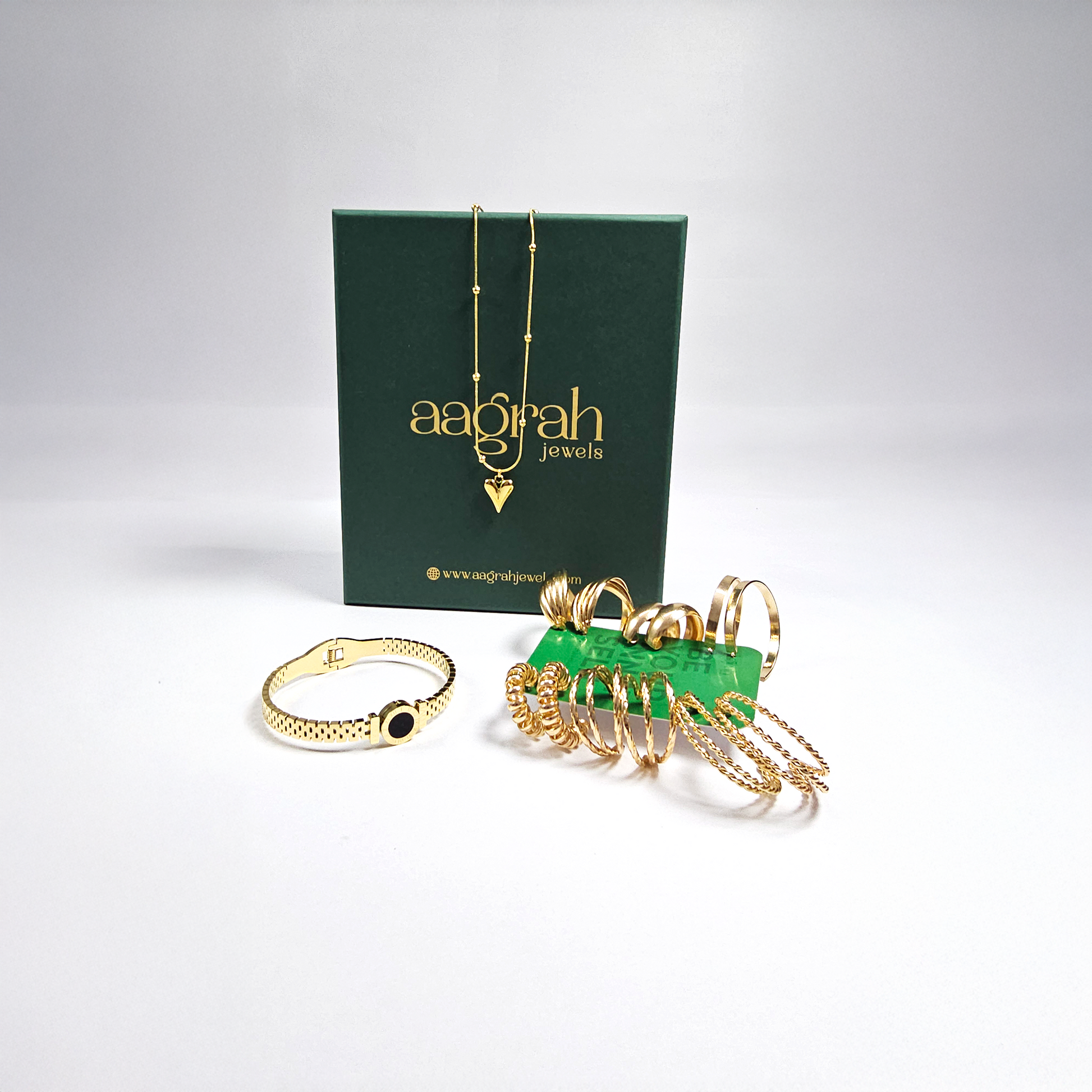 The Timeless Elegance Combo – Pendant, Bracelet & Hoop Earrings - Aagrah Jewels™