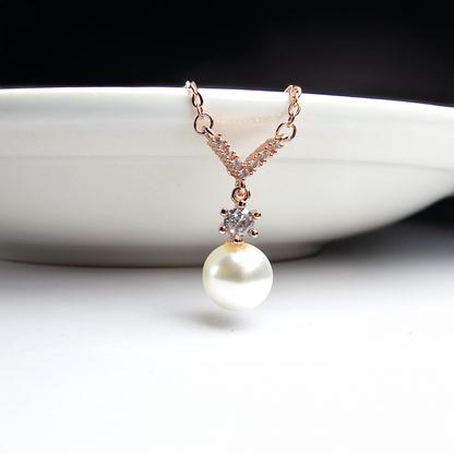 The Rose Gold Pearl & Diamond Pendant - Aagrah Jewels™