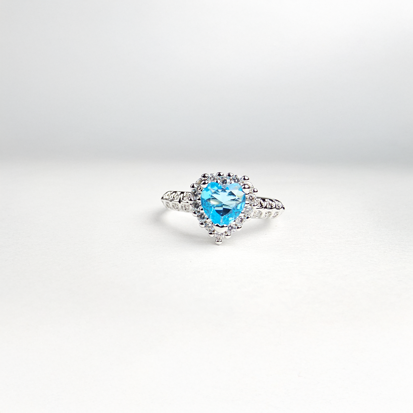 The Crystal Blue Heart Solitaire Ring - Aagrah Jewels™