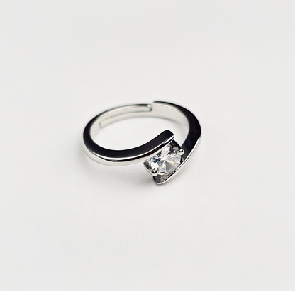 Aurora Silver Solitaire Ring - Aagrah Jewels™