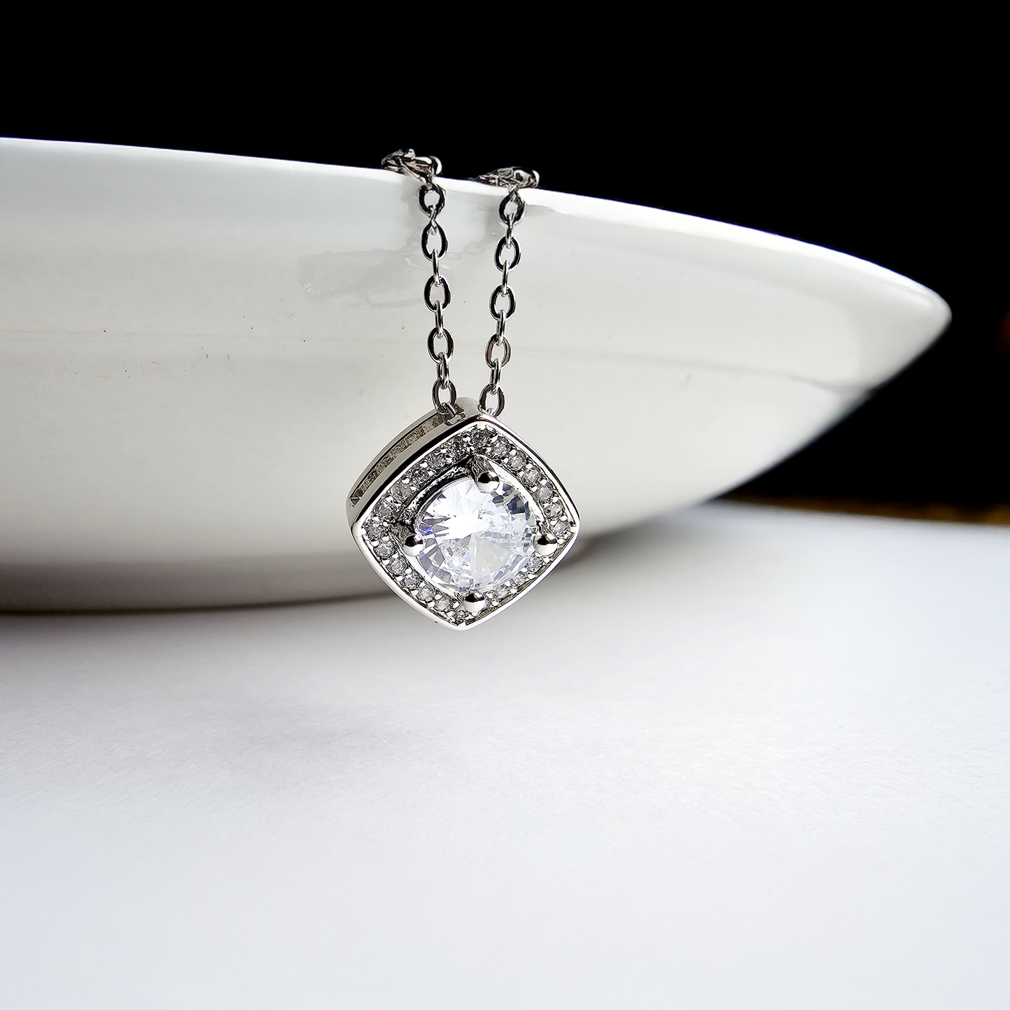 The Radiant Square Solitaire Pendant - Aagrah Jewels™