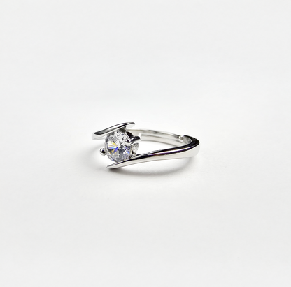 Aurora Silver Solitaire Ring - Aagrah Jewels™