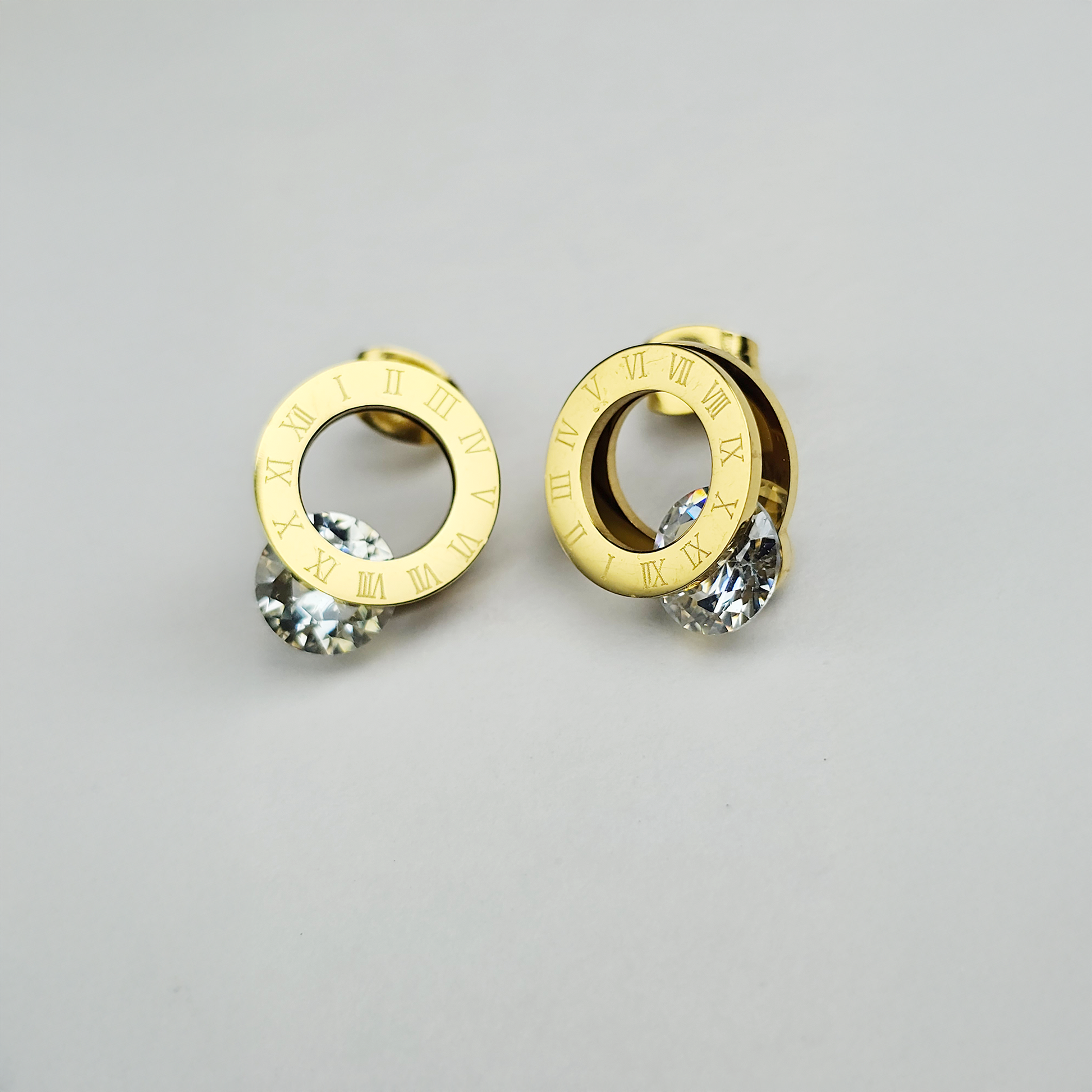 The Timeless Roman Numeral CZ Stud Earrings - Aagrah Jewels™