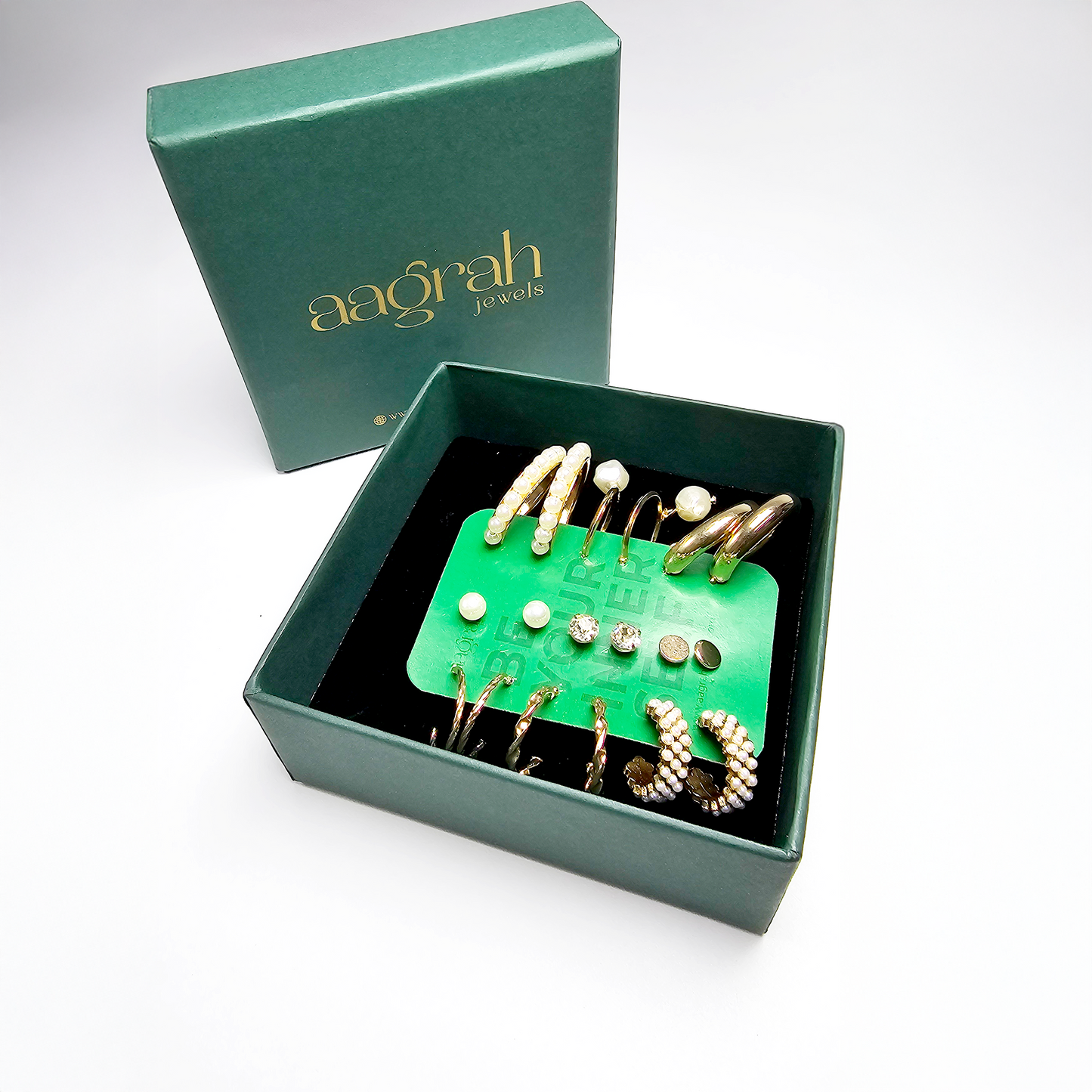 The Pearl Luxe 9-Pair Earring Set - Aagrah Jewels™