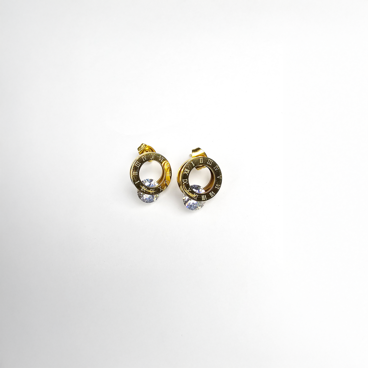 The Timeless Roman Numeral CZ Stud Earrings - Aagrah Jewels™