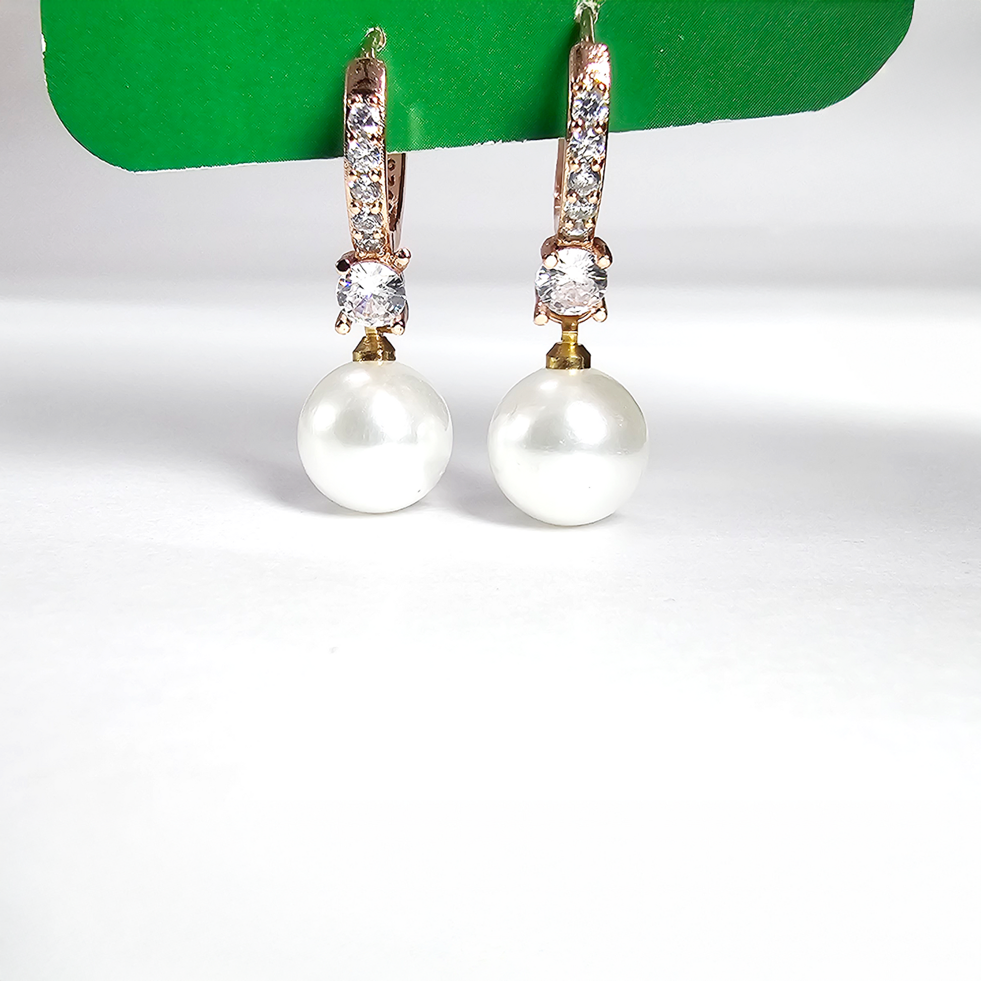 The Rose Gold Pearl Drop Hoop Earrings - Aagrah Jewels™