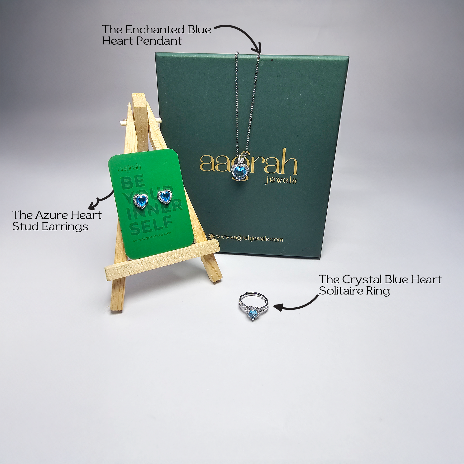 The Enchanted Azure Blue Heart Jewellery Set - Aagrah Jewels™