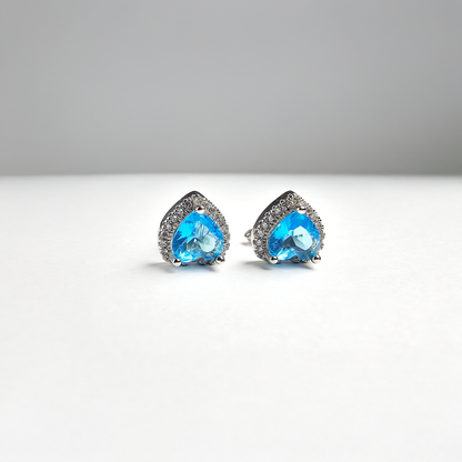 The Azure Heart Stud Earrings - Aagrah Jewels™