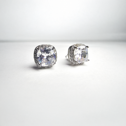 The Luxe Cushion-Cut Halo Stud Earrings - Aagrah Jewels™