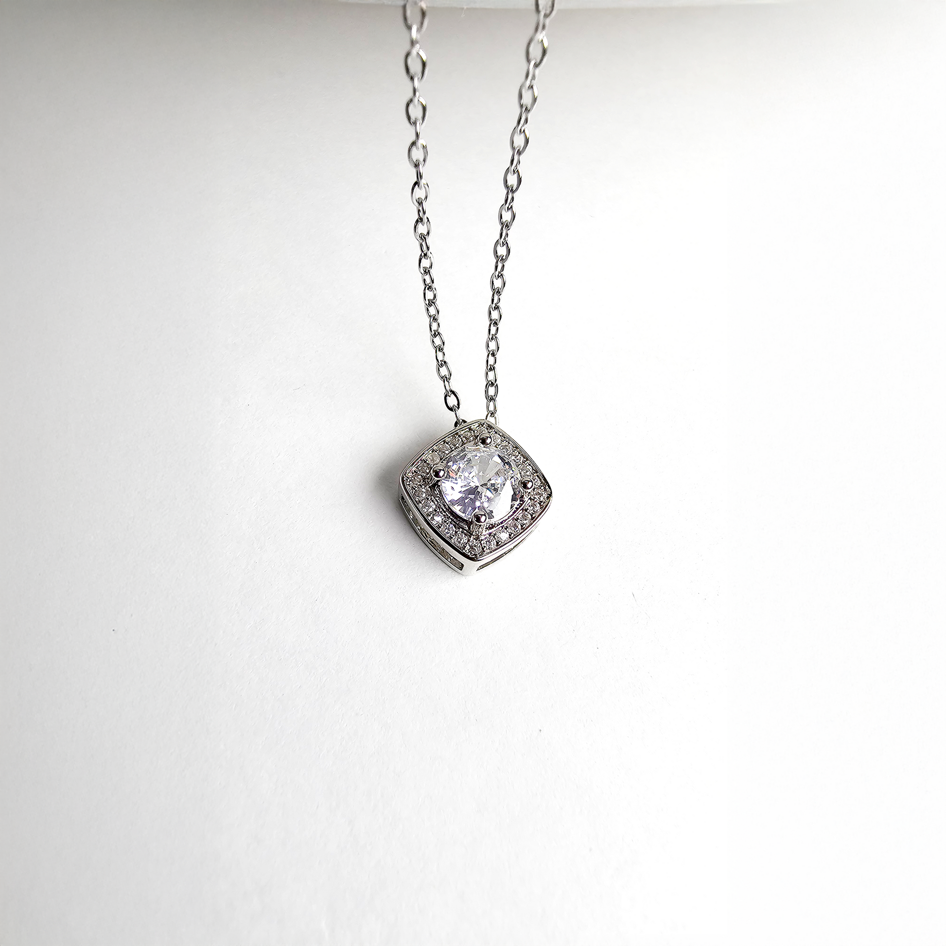 The Radiant Square Solitaire Pendant - Aagrah Jewels™